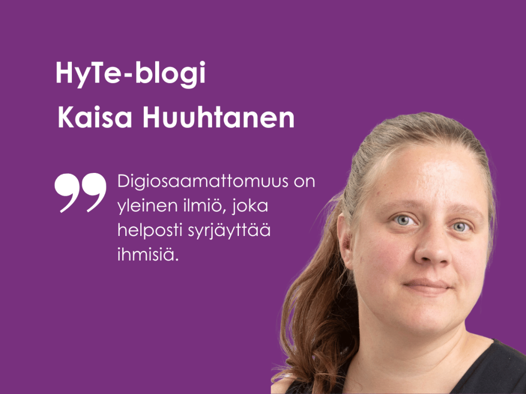 Miten ratkaista digitalisaation haasteita ikäihmisten näkökulmasta (kuvassa blogin kirjoittaja Kaisa Huuhtanen, Valli ry)