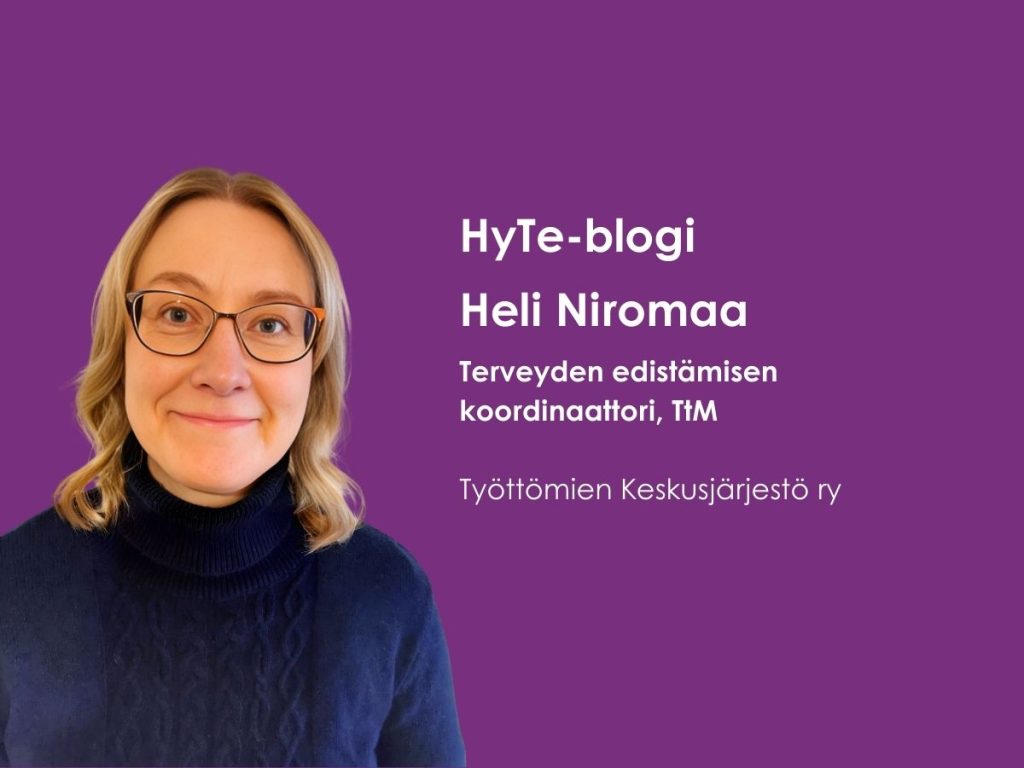 Vapaaehtoistyö tukee työkykyä työttömyyden aikana (kuvassa blogin kirjoittaja Heli Niromaa)