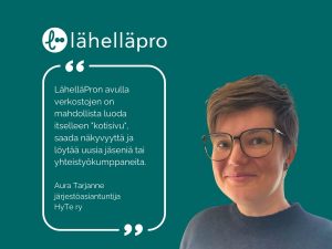 LähelläPro-palvelu tukee Länsi-Uudenmaan Järjestöneuvottelukunnan viestintää (kuvassa järjestöneuvottelukunnan sihteeri, järjestöasiantuntija Aura Tarjanne HyTe ry:stä).