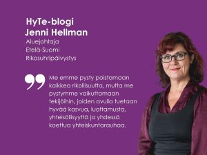 Mitä ihmettä tarkoittaa arjen turvallisuus? (kuvassa blogin kirjoittaja Jenni Hellman)