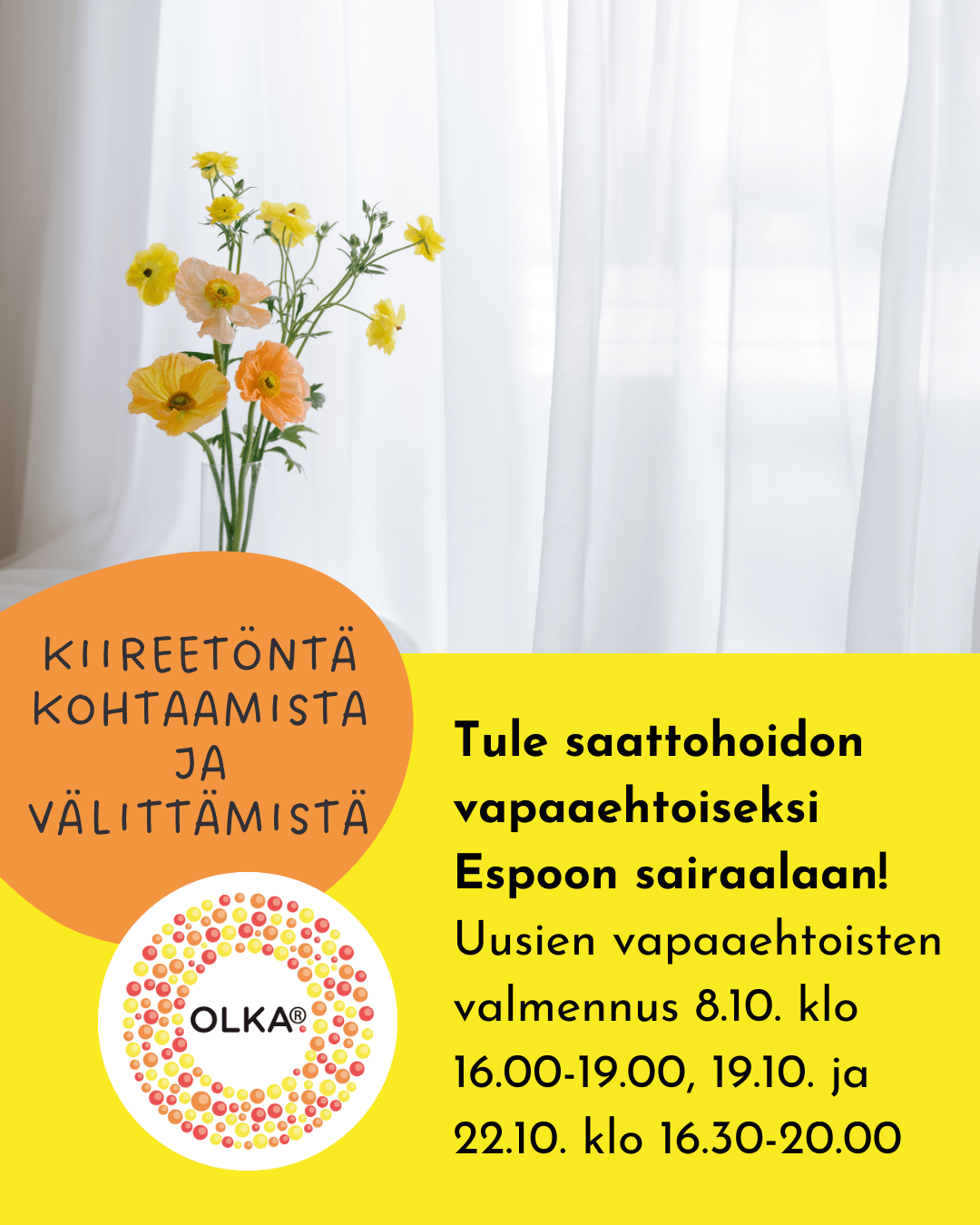 Saattohoidon tukihenkilön valmennus 8.10., 19.10. ja 22.10.2026
