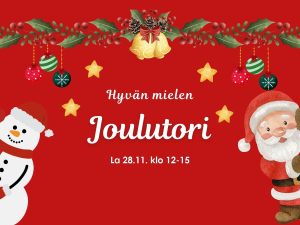 Hyvän mielen joulutori Kansalaistoiminnankeskuksessa Espoon Tapiolassa -tapahtuman mainosbanneri